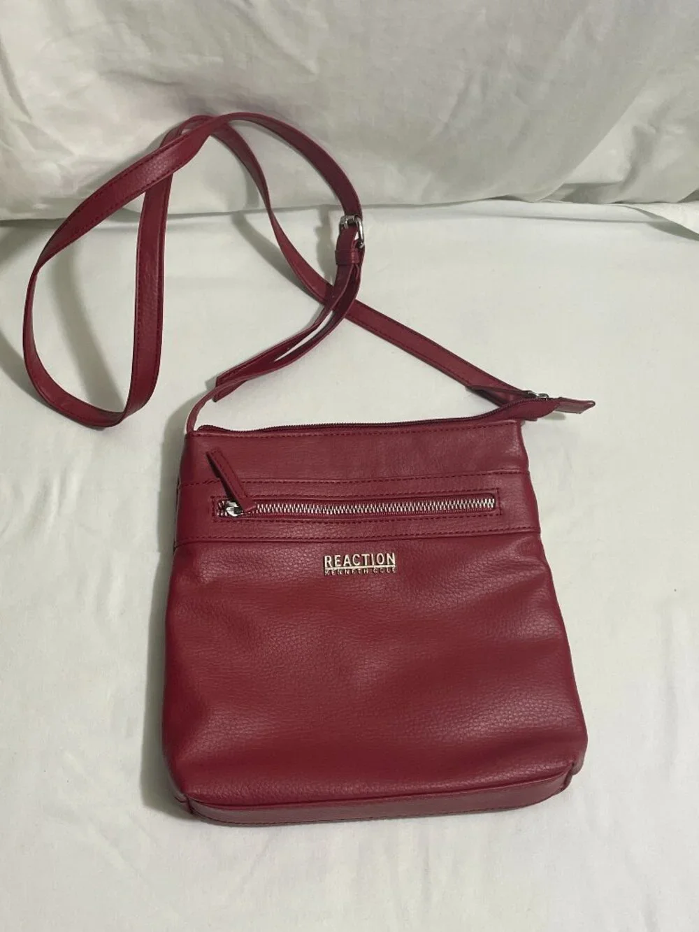 Kenneth Cole Reaction Red Crossbody Bag Faux Leather Adjustable Strap Purse